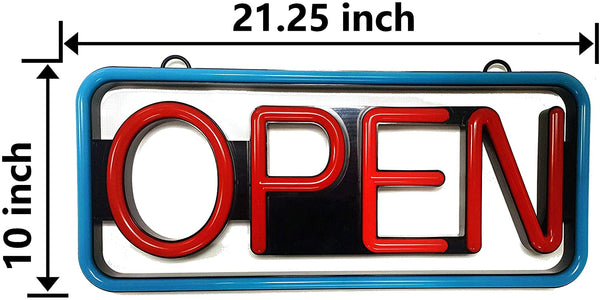 LED Neon Sign 21'' X 10'' New Ultra Bright LED Neon Sign - Open - Remote Controlled (Blue/Red) JL-3D2S-92XI