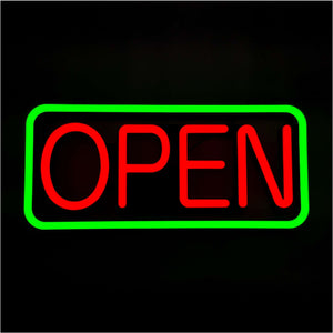 LED Neon Sign 21'' X 10'' New Ultra Bright LED Neon Sign - Open - Remote Controlled (Green/Red) RD-Y28V-2D7U