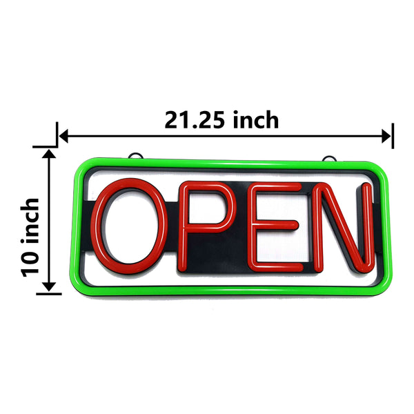 LED Neon Sign 21'' X 10'' New Ultra Bright LED Neon Sign - Open - Remote Controlled (Green/Red) RD-Y28V-2D7U